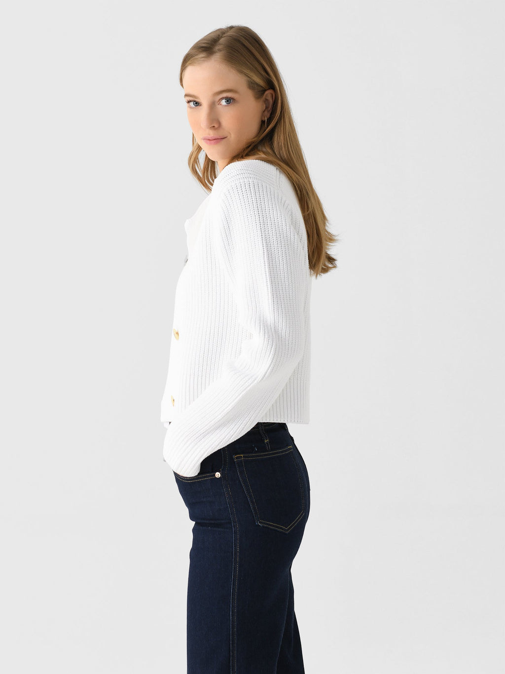 Vince Women's Cotton-Blend Double-Breasted Sweater Jacket