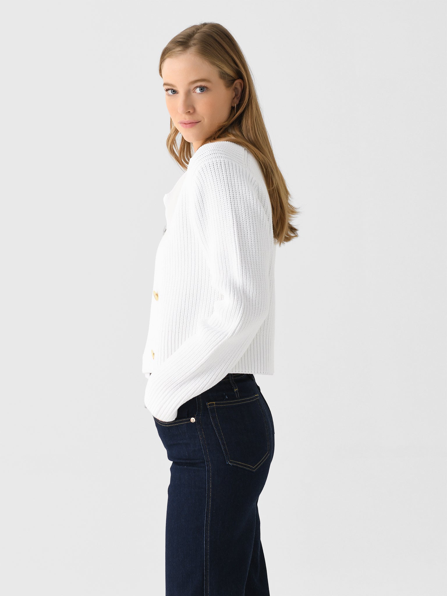 Vince Women's Cotton-Blend Double-Breasted Sweater Jacket