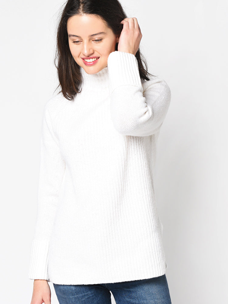 Vince Women’s Mixed Stitch Funnel Neck Pullover Sweater