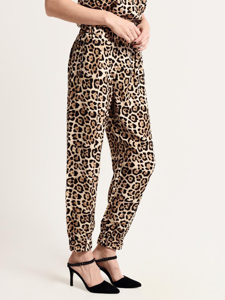 ATM Leopard Print Silk Pull On Pant