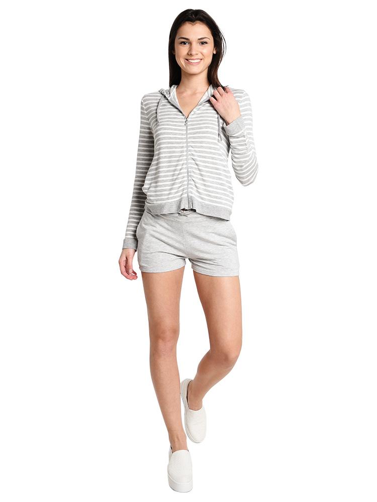 Majestic French Terry Stripe Long Sleeve Zip Up Hoodie