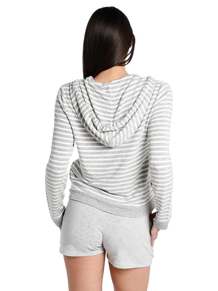 Majestic French Terry Stripe Long Sleeve Zip Up Hoodie