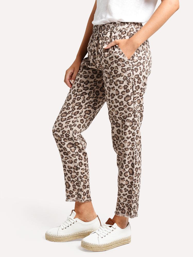 Monrow Leaopard Fray Patch Pocket Pant