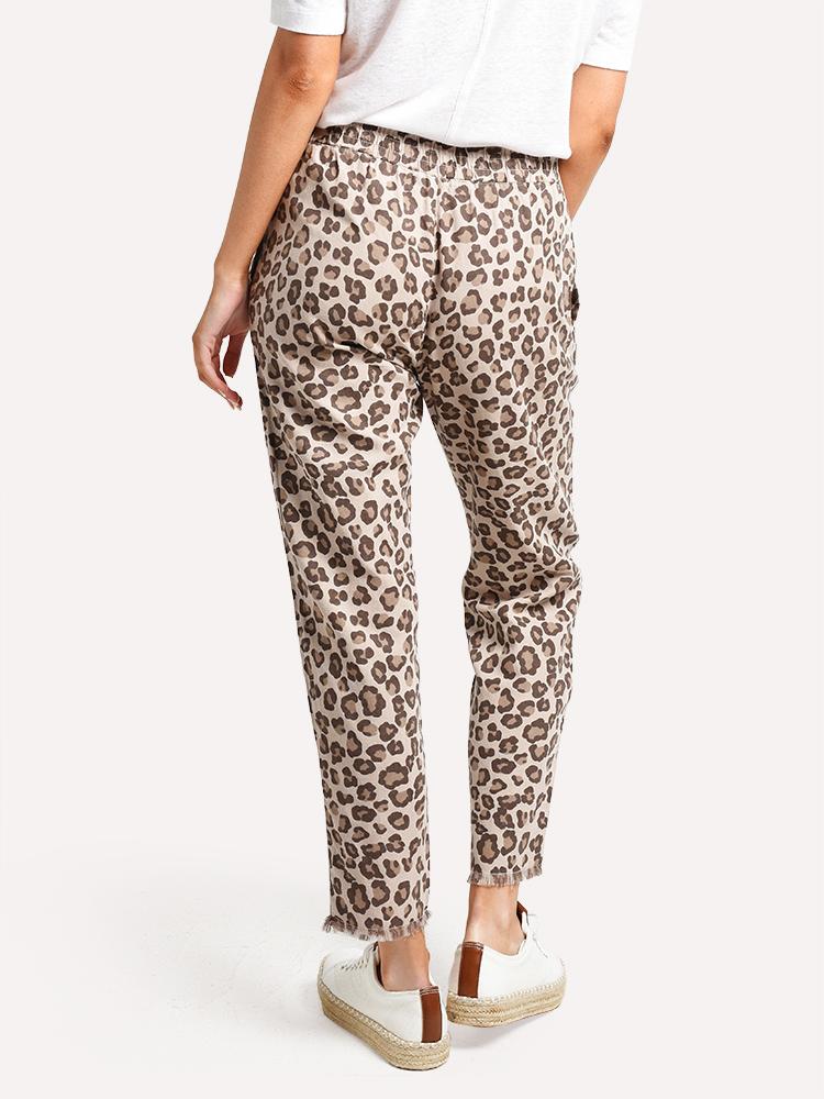Monrow Leaopard Fray Patch Pocket Pant
