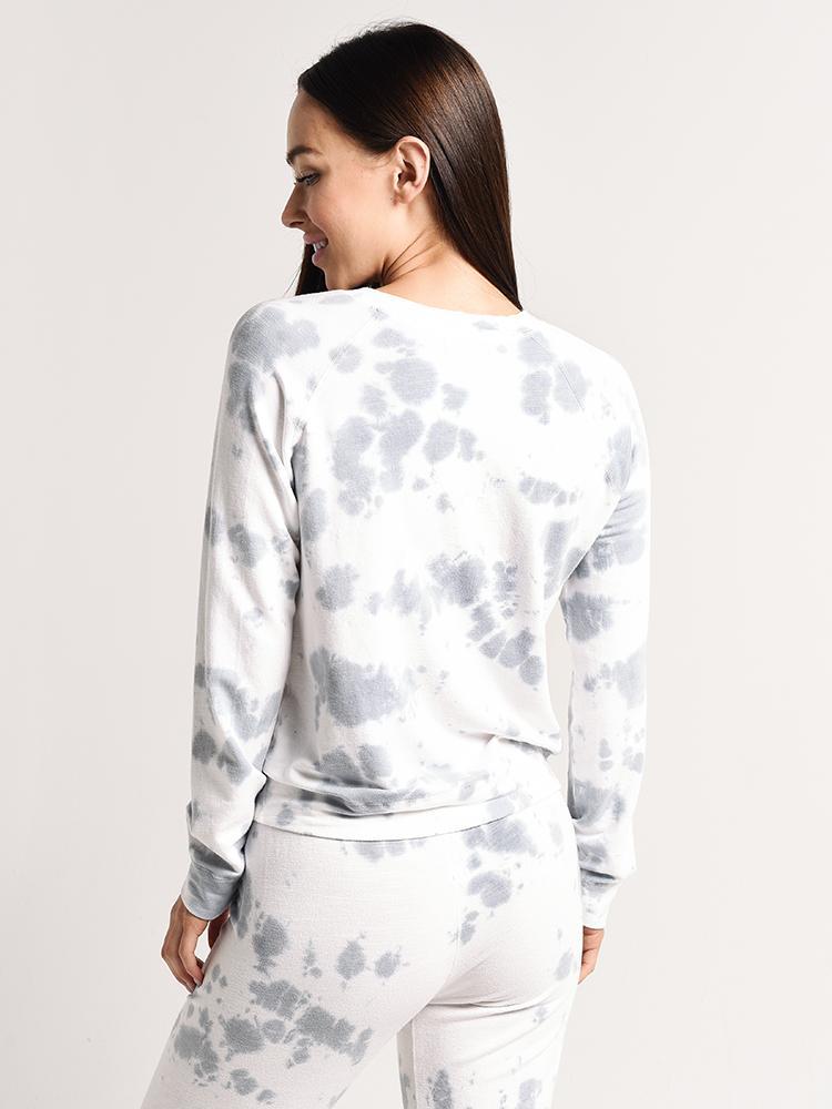 Monrow Vintage Raglan Pullover with Cloud Tie Dye