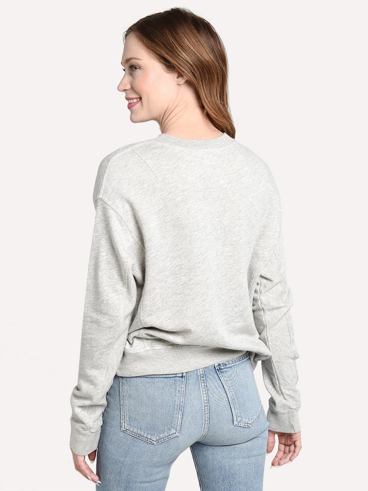 Monrow Women's Oversized Leopard Print Seamed Sweatshirt