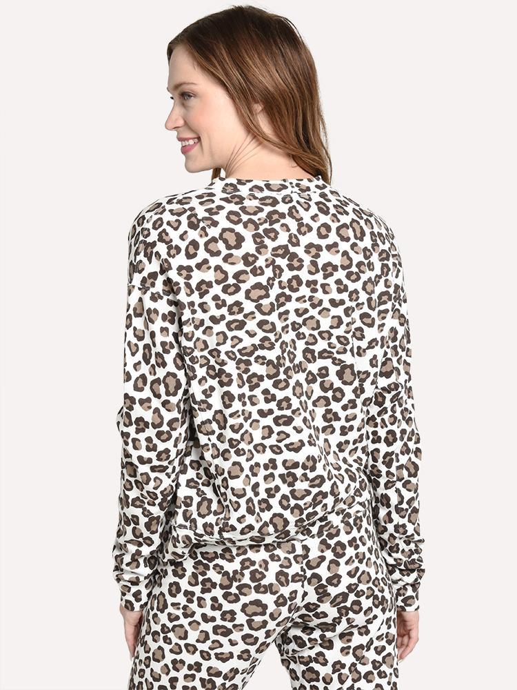 Monrow Women's Leopard Print Seamed Sweatshirt