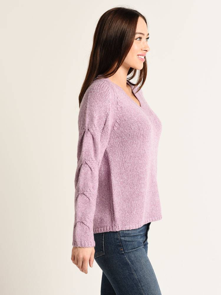 Velvet Pearl Long Sleeve V-Neck Sweater