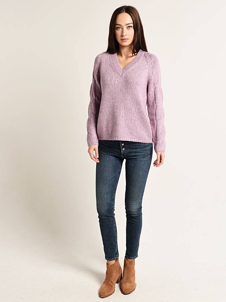 Velvet Pearl Long Sleeve V-Neck Sweater