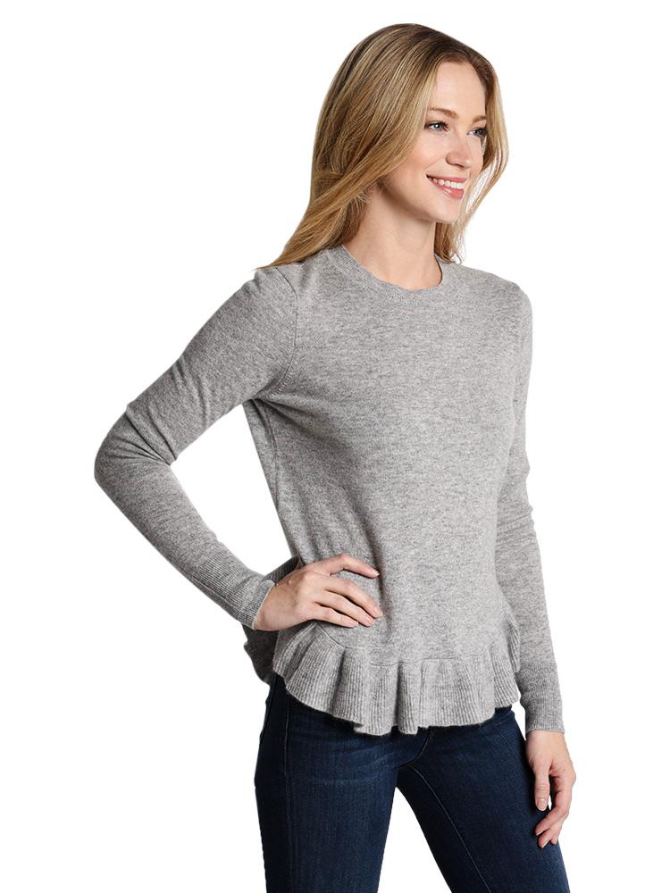 Autumn Cashmere Ruffle Shirttail Crew Sweater