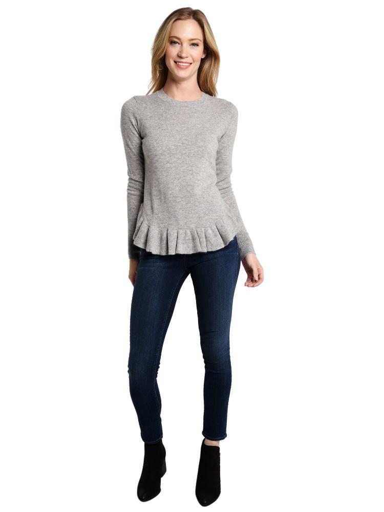 Autumn Cashmere Ruffle Shirttail Crew Sweater