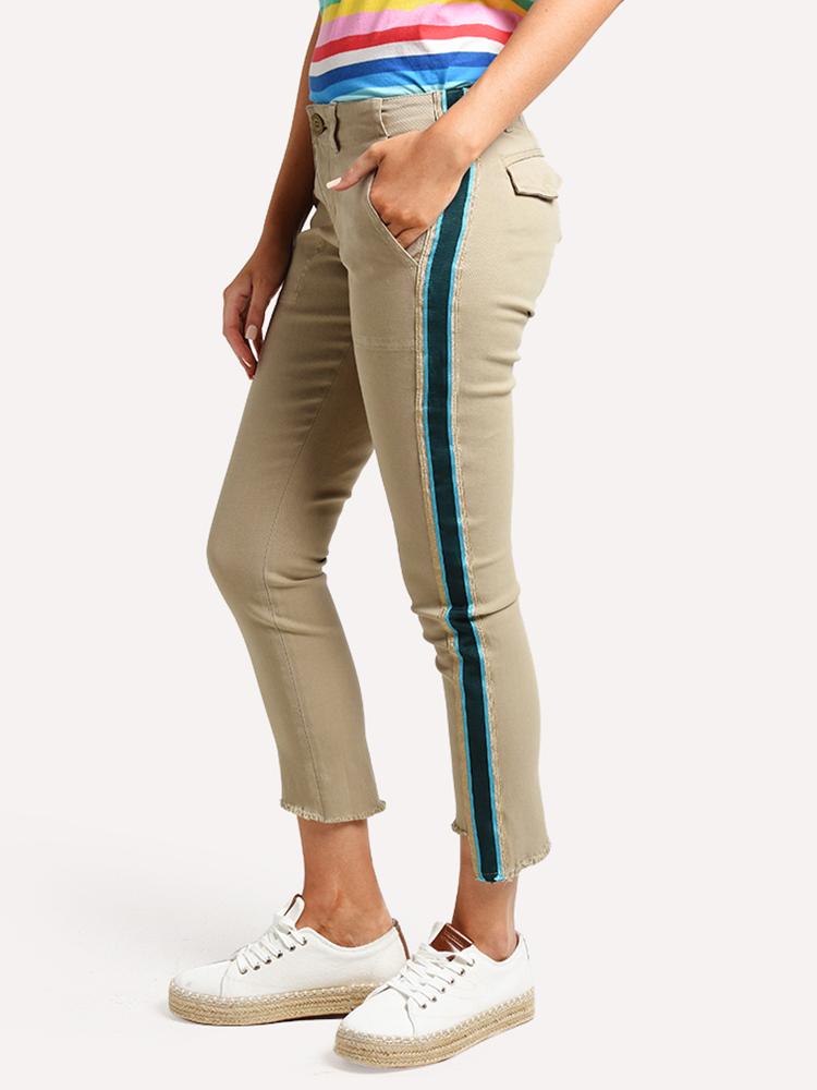 Pam&Gela Uniform Side Stripe Step Hem Twill Pant