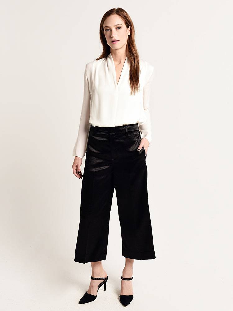 Vince Metallic Satin Crop Wide Pant
